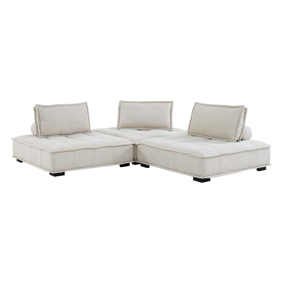 Parlor 3-Piece Tufted Fabric Fabric Sofa in Beige