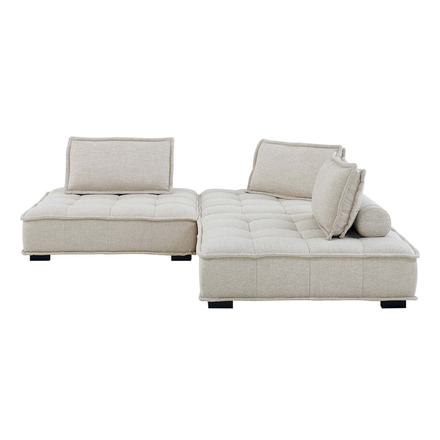 Parlor 3-Piece Tufted Fabric Fabric Sofa in Beige
