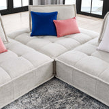 Parlor 3-Piece Tufted Fabric Fabric Sofa in Beige