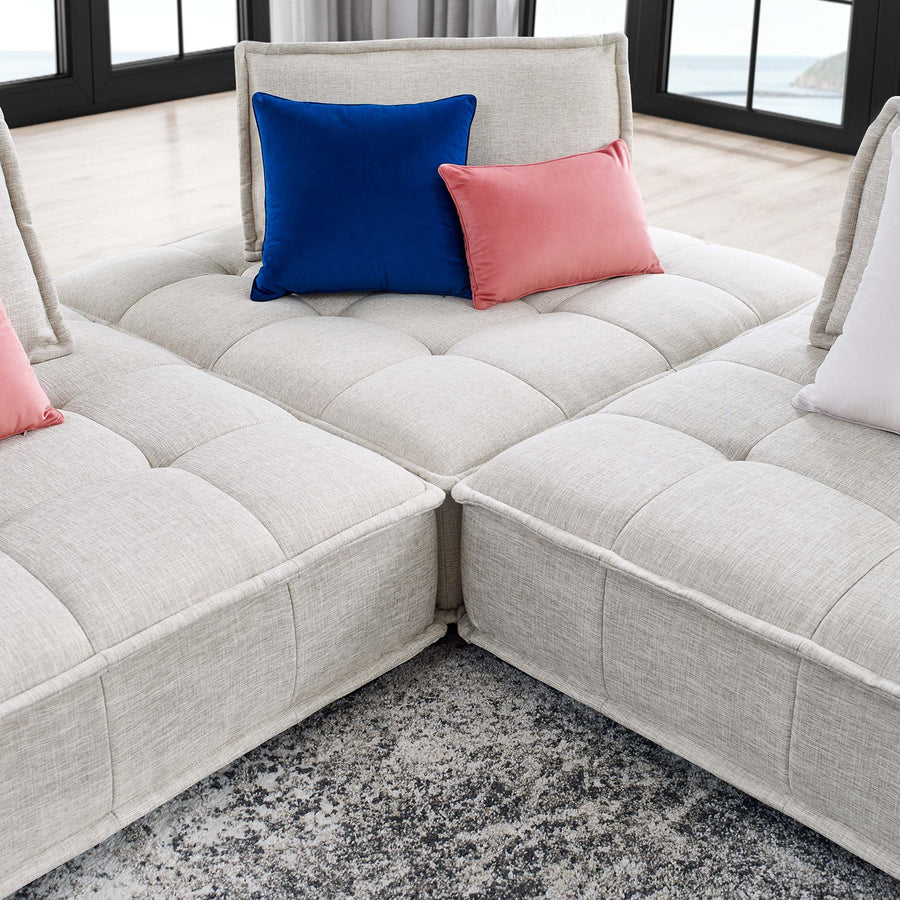 Parlor 3-Piece Tufted Fabric Fabric Sofa in Beige