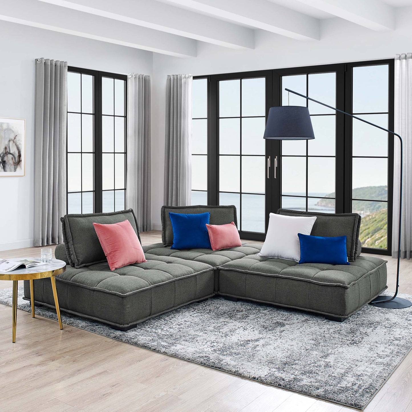 Saunter 3-Piece Tufted Fabric Fabric Sofa by Furniture for America