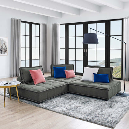 Saunter 3-Piece Tufted Fabric Fabric Sofa by Furniture for America