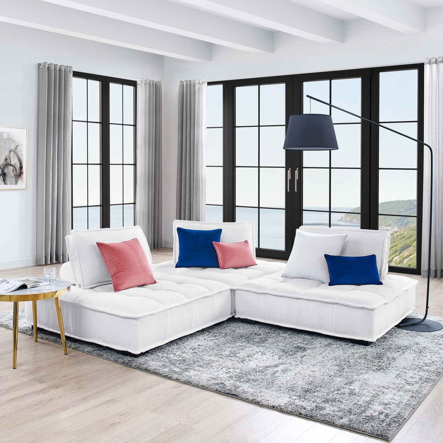 Saunter 3-Piece Tufted Fabric Fabric Sofa by Furniture for America