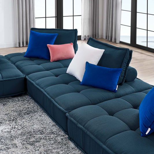 Saunter 4-Piece Tufted Fabric Fabric Sectional Sofa by Furniture for America