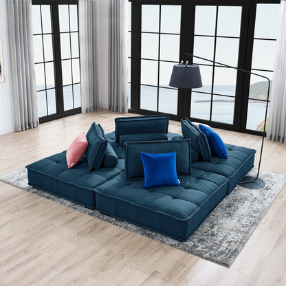 Saunter 4-Piece Tufted Fabric Fabric Sectional Sofa by Furniture for America