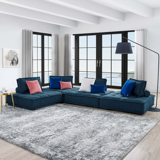 Saunter 4-Piece Tufted Fabric Fabric Sectional Sofa by Furniture for America