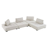 Parlor 4-Piece Tufted Fabric Fabric Sectional Sofa in Beige