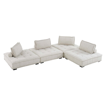 Saunter 4-Piece Tufted Fabric Fabric Sectional Sofa by Furniture for America