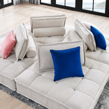 Parlor 4-Piece Tufted Fabric Fabric Sectional Sofa in Beige