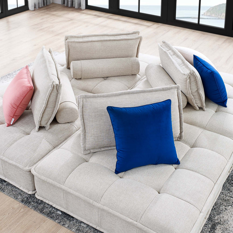Parlor 4-Piece Tufted Fabric Fabric Sectional Sofa in Beige