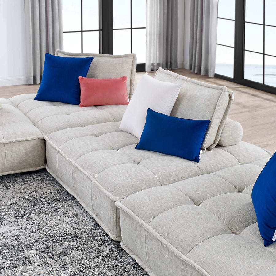 Parlor 4-Piece Tufted Fabric Fabric Sectional Sofa in Beige