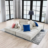 Parlor 4-Piece Tufted Fabric Fabric Sectional Sofa in Beige