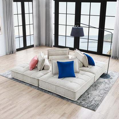 Saunter 4-Piece Tufted Fabric Fabric Sectional Sofa by Furniture for America