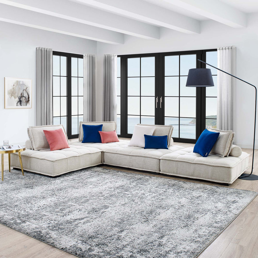 Parlor 4-Piece Tufted Fabric Fabric Sectional Sofa in Beige