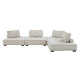 Parlor 4-Piece Tufted Fabric Fabric Sectional Sofa in Beige