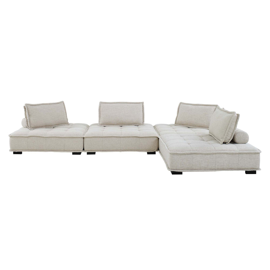 Parlor 4-Piece Tufted Fabric Fabric Sectional Sofa in Beige