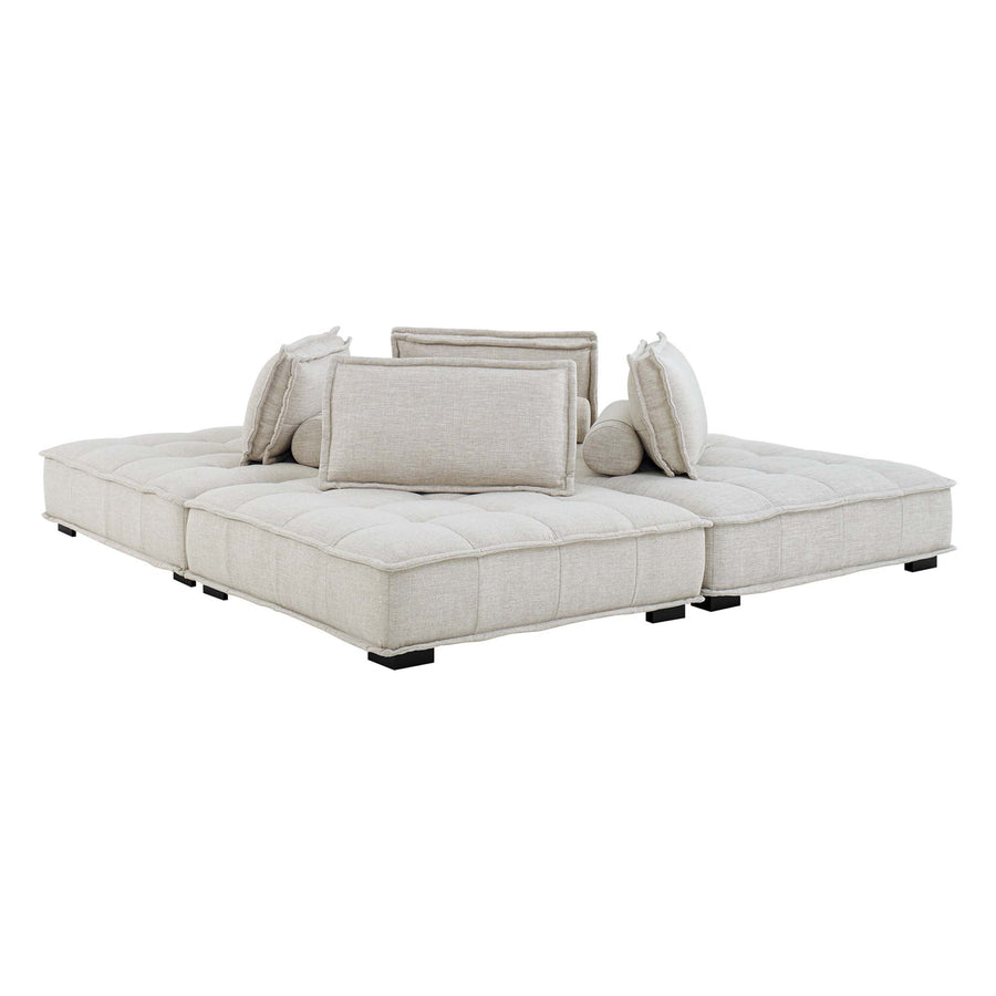 Parlor 4-Piece Tufted Fabric Fabric Sectional Sofa in Beige