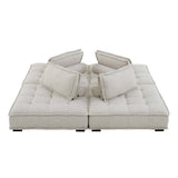 Parlor 4-Piece Tufted Fabric Fabric Sectional Sofa in Beige
