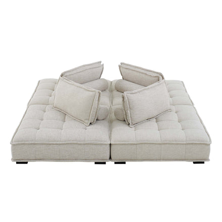 Saunter 4-Piece Tufted Fabric Fabric Sectional Sofa in Beige