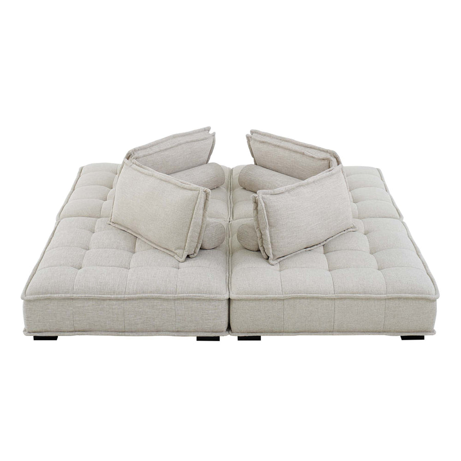 Parlor 4-Piece Tufted Fabric Fabric Sectional Sofa in Beige