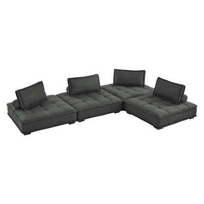 Saunter 4-Piece Tufted Fabric Fabric Sectional Sofa by Furniture for America