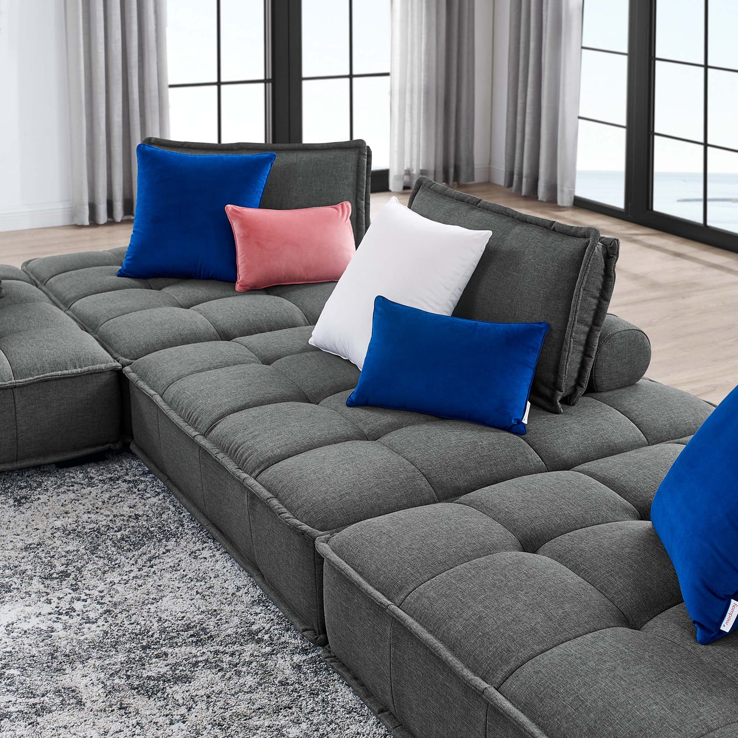 Saunter 4-Piece Tufted Fabric Fabric Sectional Sofa by Furniture for America