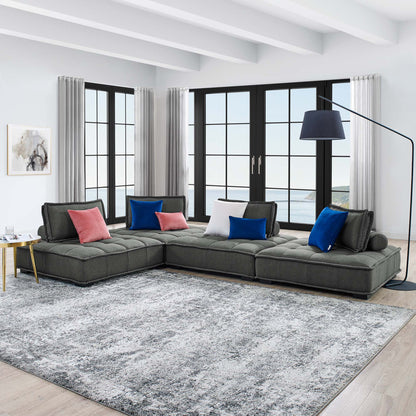 Saunter 4-Piece Tufted Fabric Fabric Sectional Sofa by Furniture for America