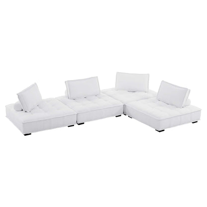 Saunter 4-Piece Tufted Fabric Fabric Sectional Sofa by Furniture for America