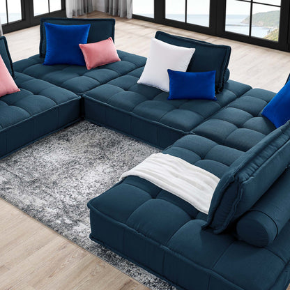 Saunter 5-Piece Tufted Fabric Fabric Sectional Sofa by Furniture for America