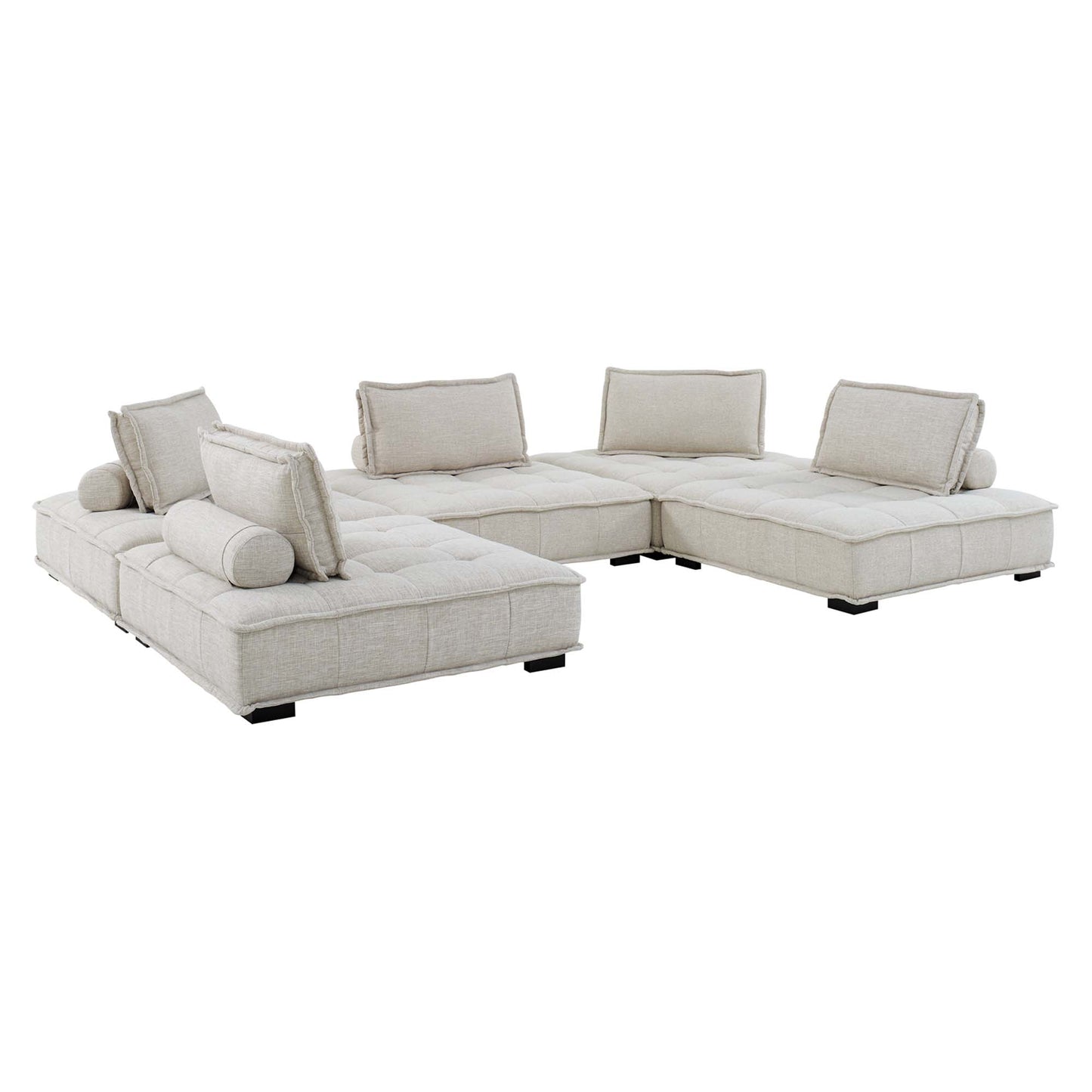 Saunter 5-Piece Tufted Fabric Fabric Sectional Sofa by Furniture for America