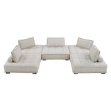 Parlor 5-Piece Tufted Fabric Fabric Sectional Sofa in Beige