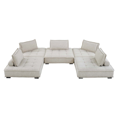 Saunter 5-Piece Tufted Fabric Fabric Sectional Sofa by Furniture for America