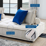 Parlor 5-Piece Tufted Fabric Fabric Sectional Sofa in Beige