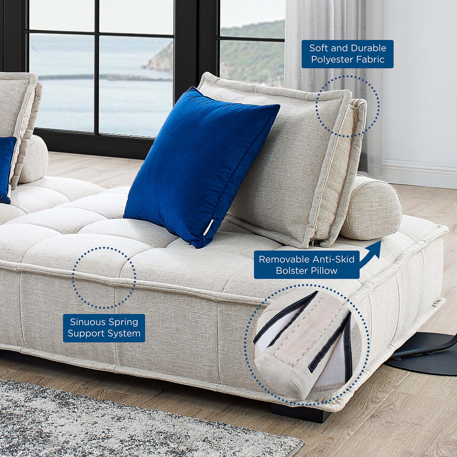 Parlor 5-Piece Tufted Fabric Fabric Sectional Sofa in Beige