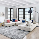 Parlor 5-Piece Tufted Fabric Fabric Sectional Sofa in Beige