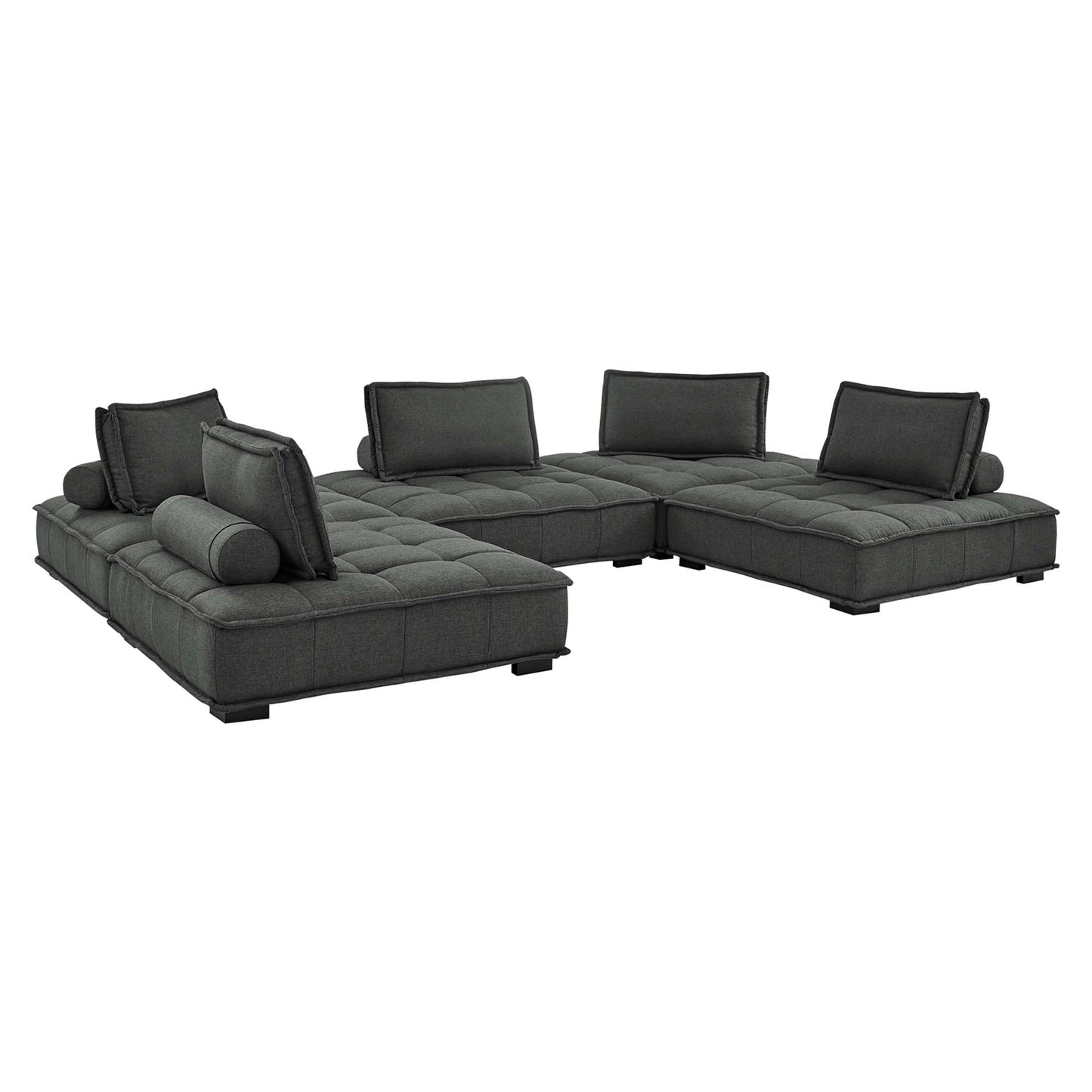 Saunter 5-Piece Tufted Fabric Fabric Sectional Sofa by Furniture for America