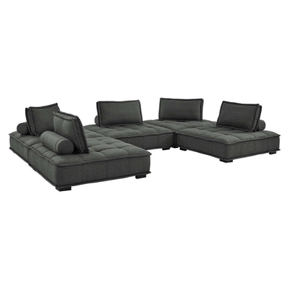 Saunter 5-Piece Tufted Fabric Fabric Sectional Sofa by Furniture for America