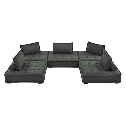 Saunter 5-Piece Tufted Fabric Fabric Sectional Sofa by Furniture for America