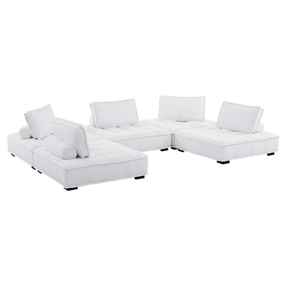 Saunter 5-Piece Tufted Fabric Fabric Sectional Sofa by Furniture for America