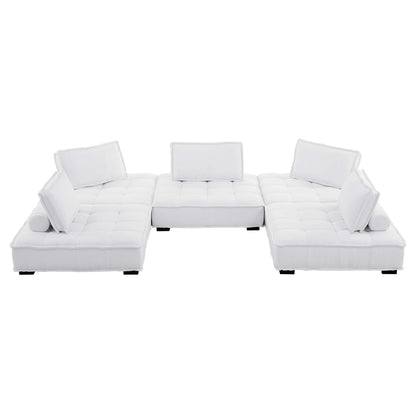 Saunter 5-Piece Tufted Fabric Fabric Sectional Sofa by Furniture for America