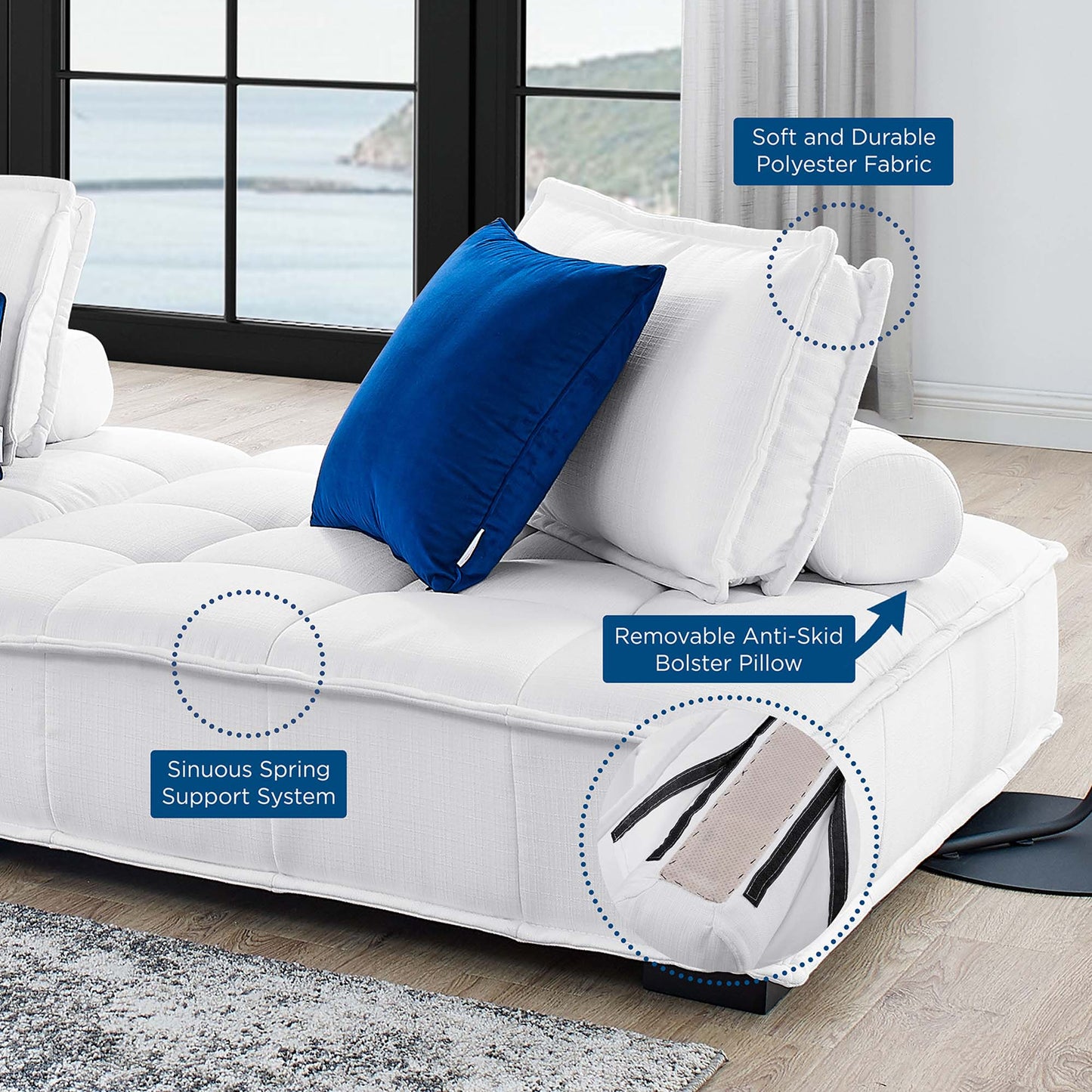Saunter 5-Piece Tufted Fabric Fabric Sectional Sofa by Furniture for America