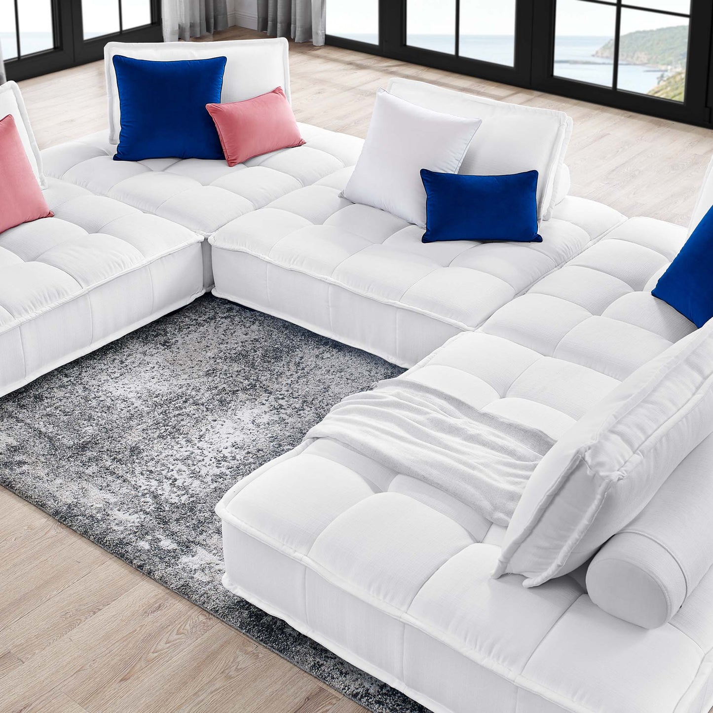 Saunter 5-Piece Tufted Fabric Fabric Sectional Sofa by Furniture for America
