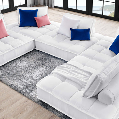 Saunter 5-Piece Tufted Fabric Fabric Sectional Sofa by Furniture for America