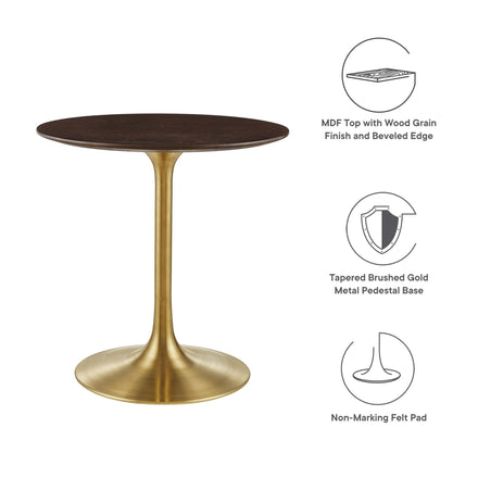 Lippa 28" Round Wood Dining Table in Gold Cherry Walnut