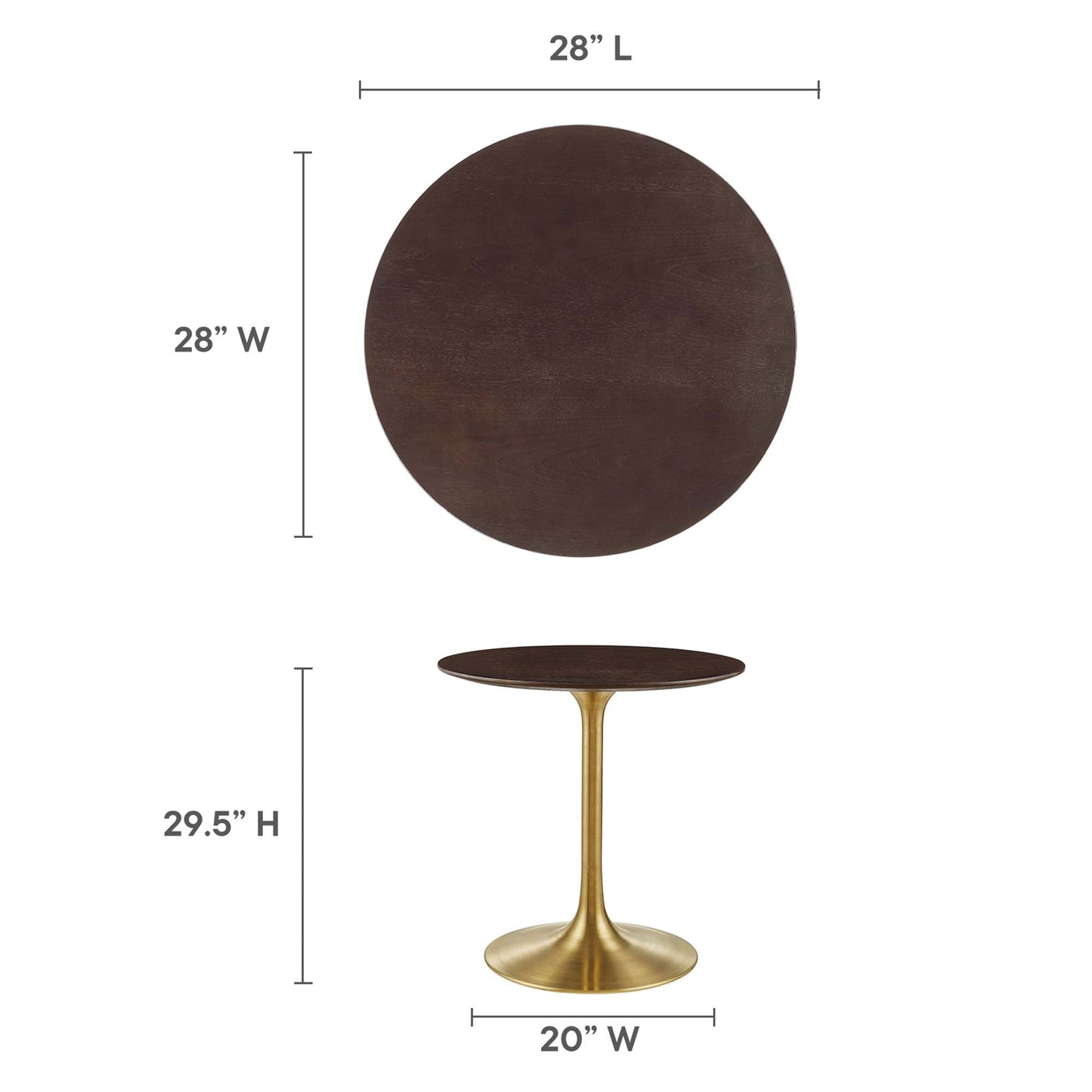 Lippa 28" Round Wood Dining Table by Furniture For America