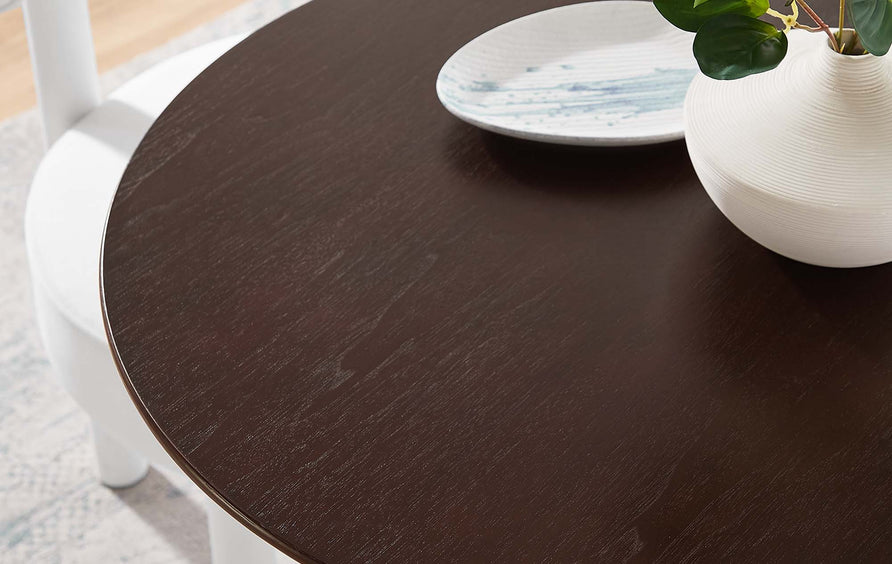 Lumen 28" Round Wood Dining Table in Gold Cherry Walnut