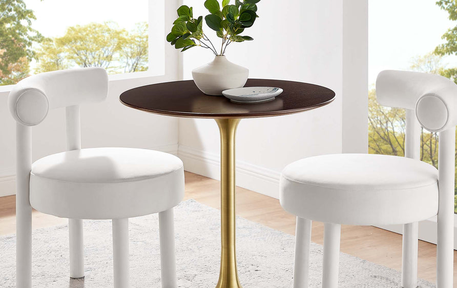 Lumen 28" Round Wood Dining Table in Gold Cherry Walnut