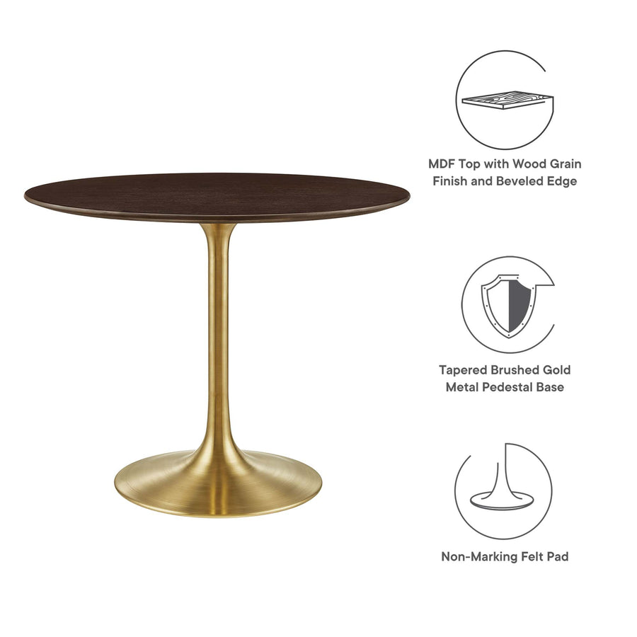Lumen 36" Round Wood Dining Table in Gold Cherry Walnut