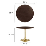 Lumen 36" Round Wood Dining Table in Gold Cherry Walnut