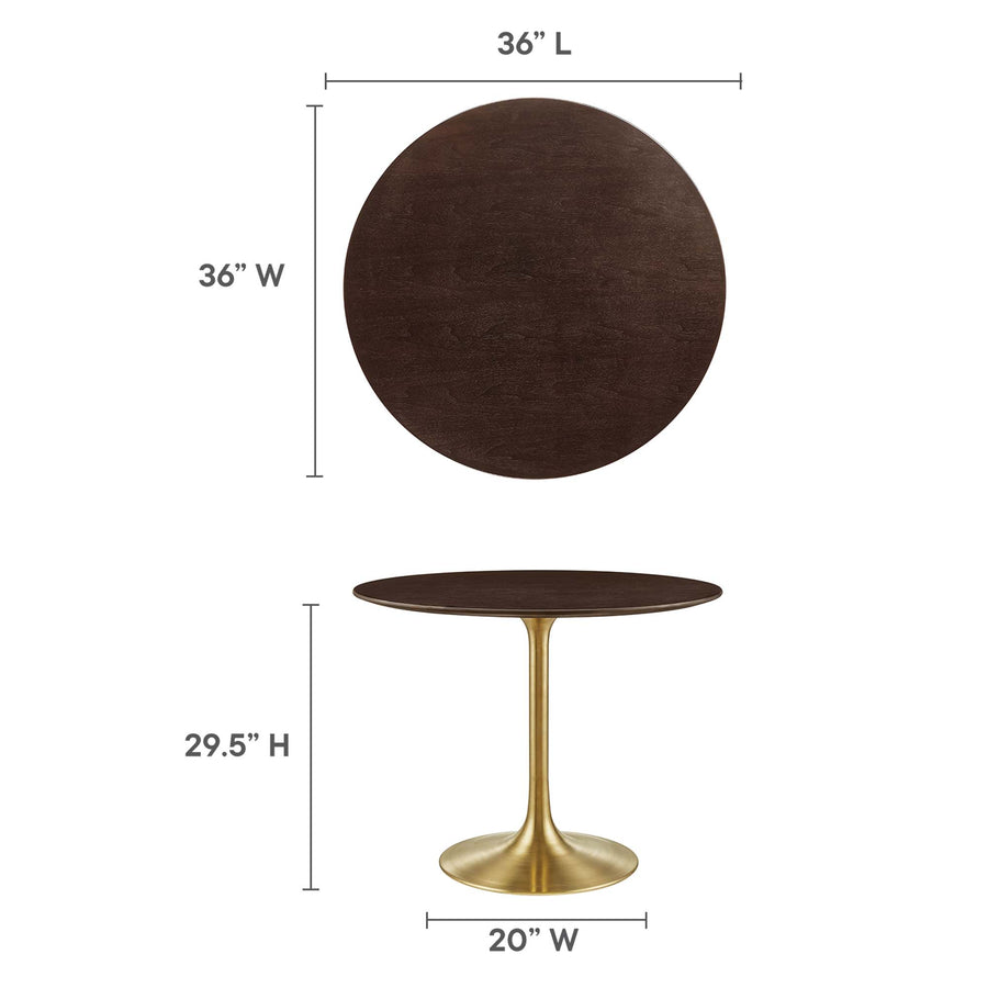 Lumen 36" Round Wood Dining Table in Gold Cherry Walnut